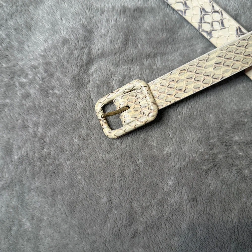 J.Crew Textured Skinny Leather Belt Women M Snakeskin Animal Print Office Preppy